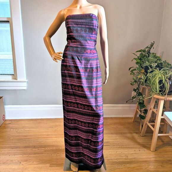 Vintage Y2K JM for Gunne Sax Strapless Gown Floral Brocade Maxi Prom Dress 13 - Picture 2 of 12